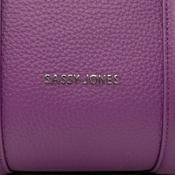 SOLD: Sassy Jones Leather Dottie Classic Tote - Grape - Picture 4 of 6